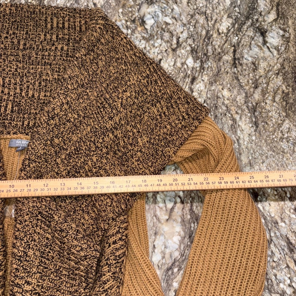 Ribbed Knit Lisa Rinna Collection Cardigan Sweater Womens Large Brown Black - Picture 8 of 9